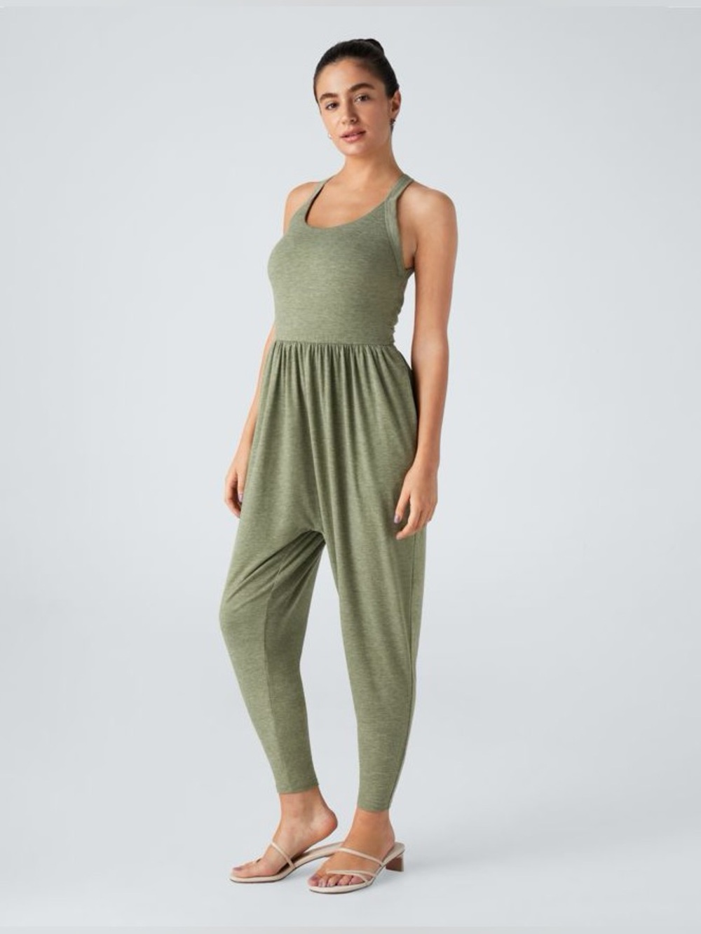HALARA Green Sleeveless UNeck Easy Peasy Harem Jumpsuit Women’s L NWT
